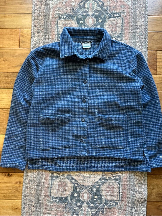 Columbia Jackets & Blazers - Columbia blue check flannel boxy utility jacket.